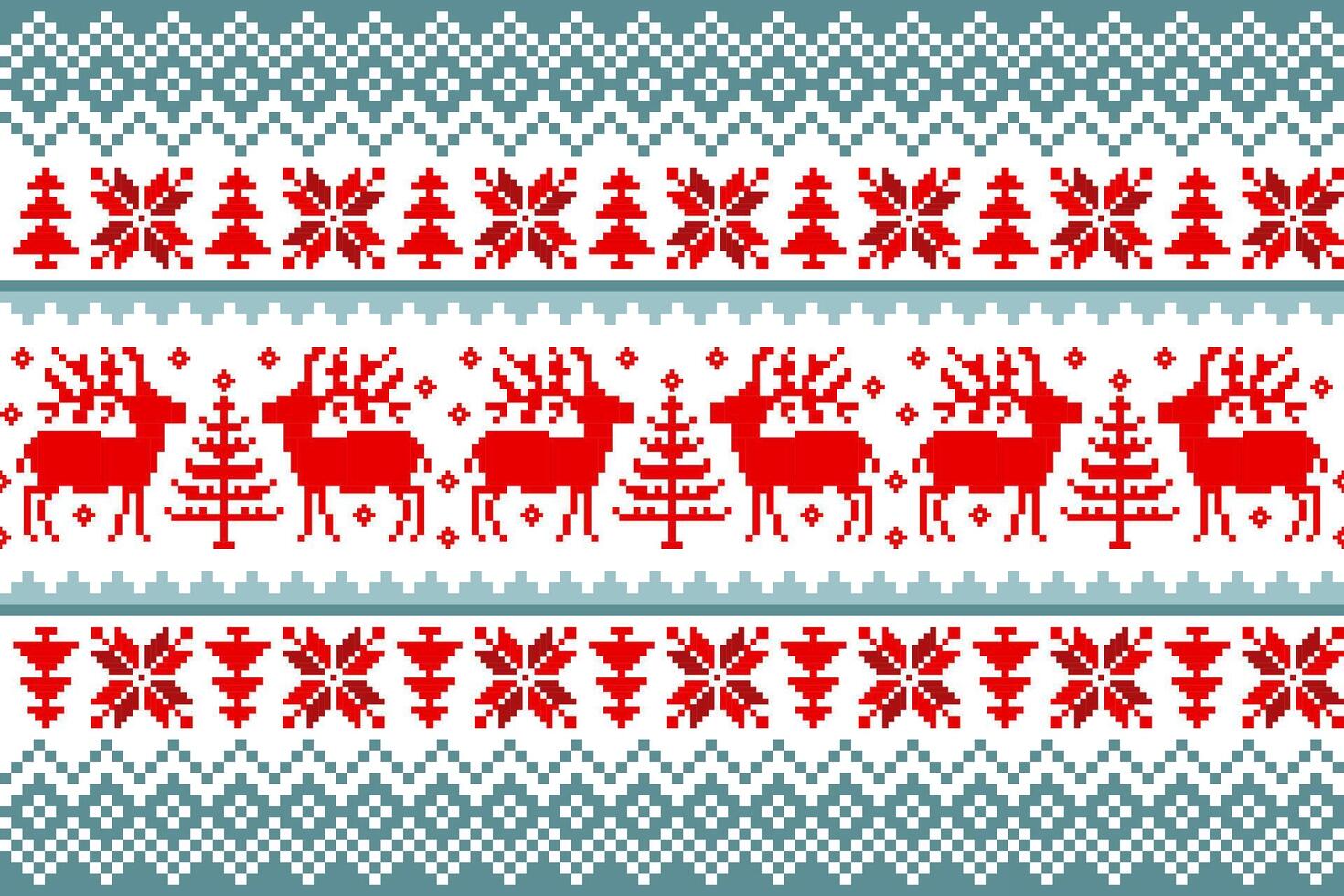 Christmas pattern illustration, red background, download Christmas wallpaper, cross stitch pattern, high quality resolution, for clothing decoration, embroidery, Christmas holidays. vector