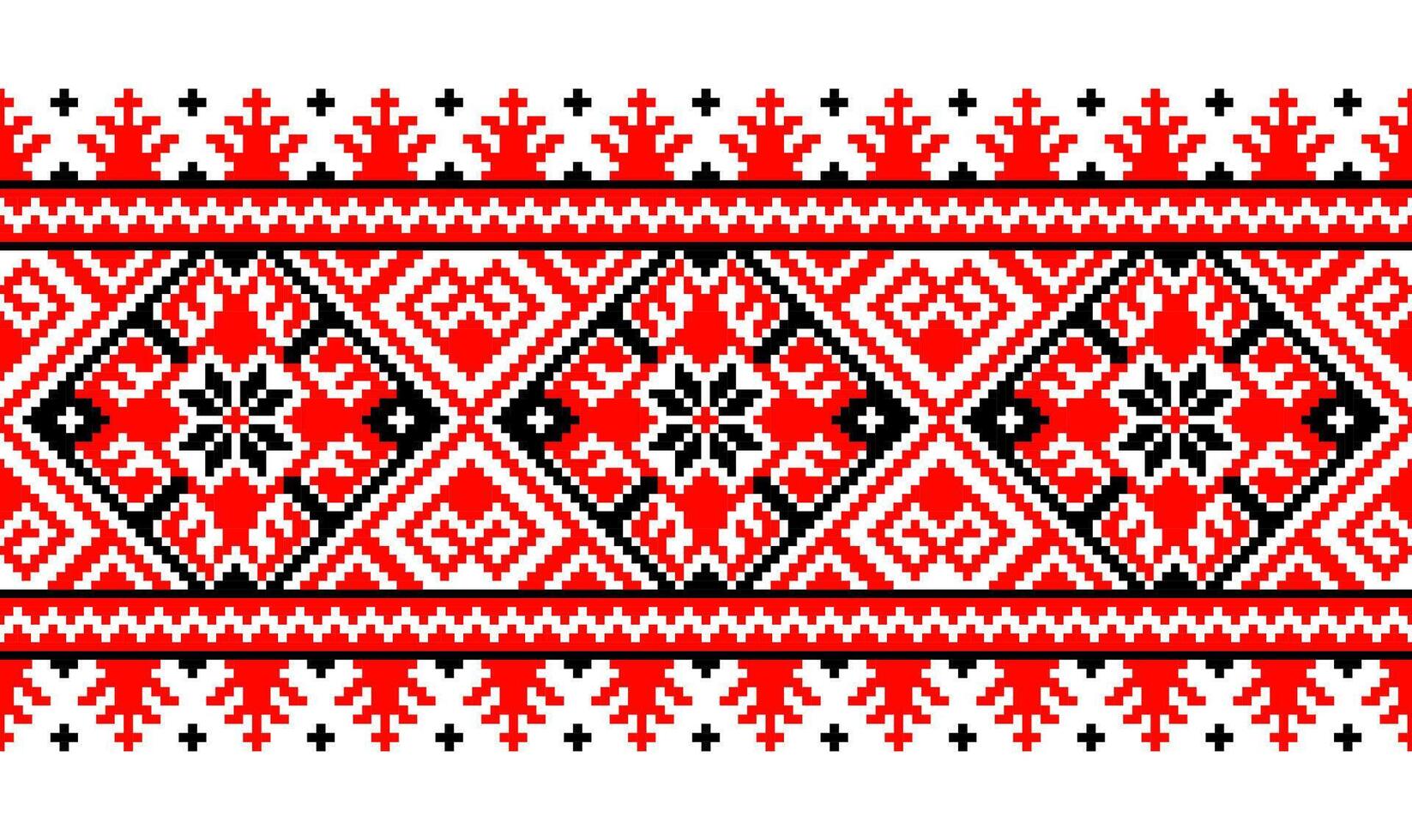 Fabric pattern, embroidery, textiles, Ukrainian fabric, Belarusian, Russian, Indonesian illustration, Aztec style, traditional seamless pattern for printing, clothing, surface, wallpaper. vector