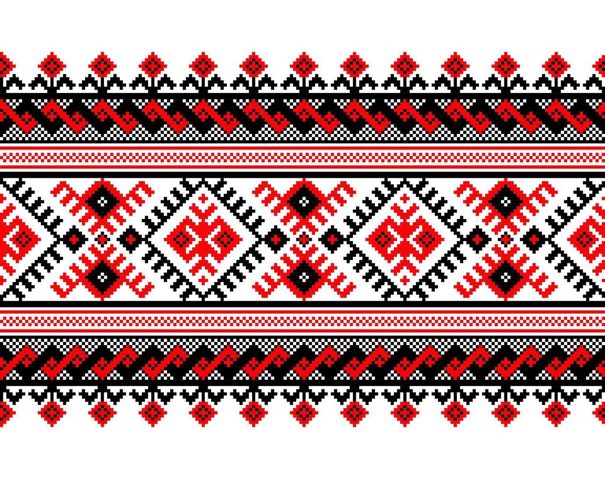 Fabric pattern, textile embroidery, Ukrainian fabric, Belarusian, Russian illustration, Indonesian Aztec style, traditional seamless pattern for printing, clothing, texture, wallpaper. vector