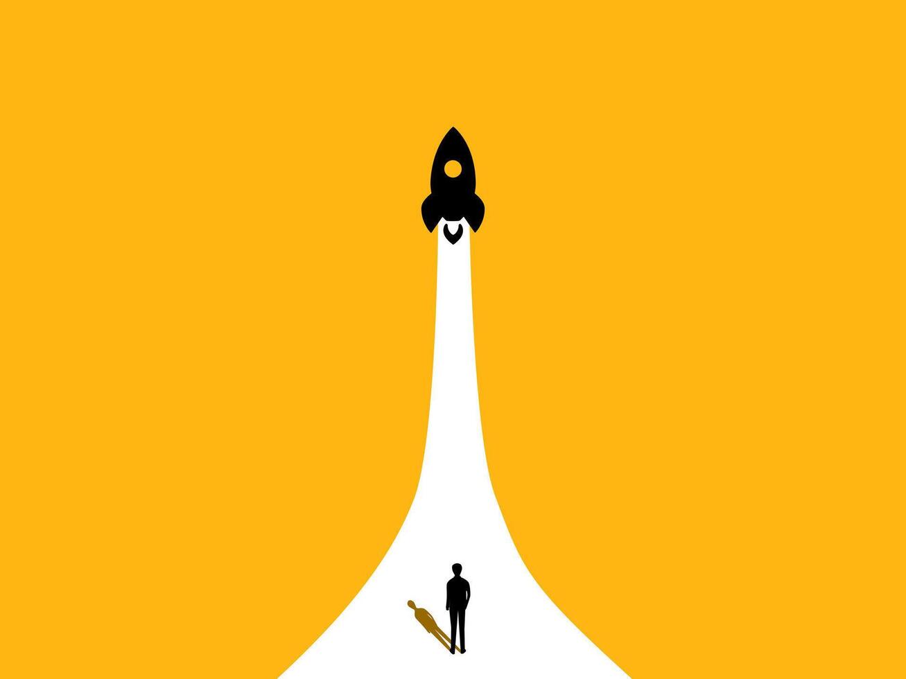 Launching a new business. Businessman launching a rocket vector
