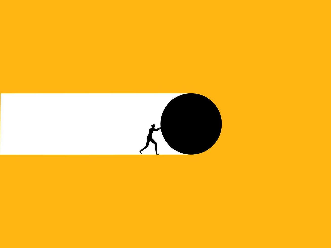 Determination and effort. Businessman pushing a circle vector