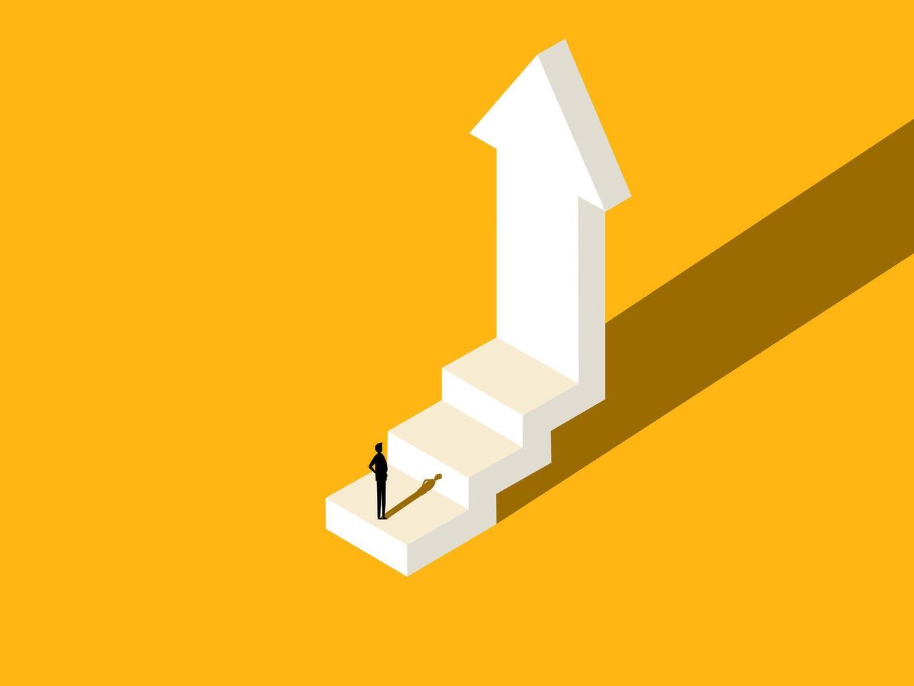 Success. Business Growth with Businessman and Vertical Arrow Going Up vector