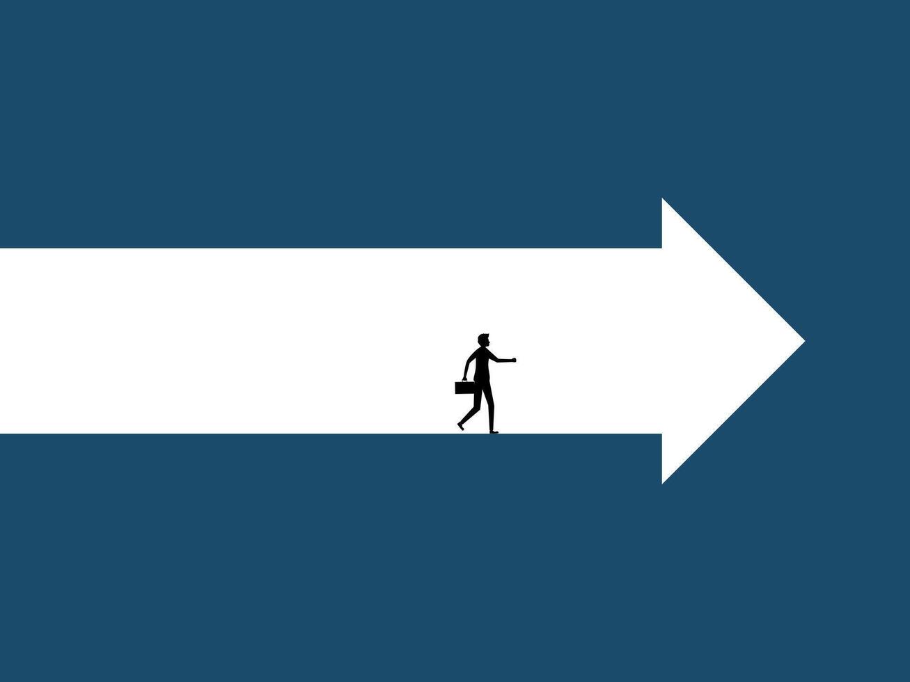 a person walking on an arrow pointing to the right vector