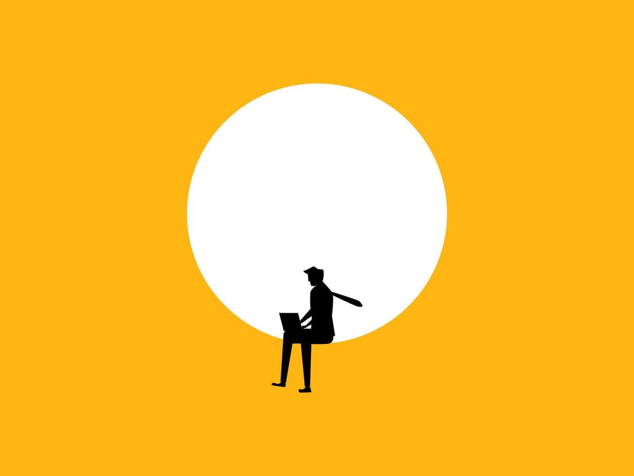 Businessman focused on working on laptop vector