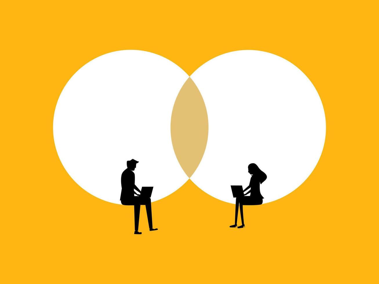 Working together. Two businessmen brainstorming vector