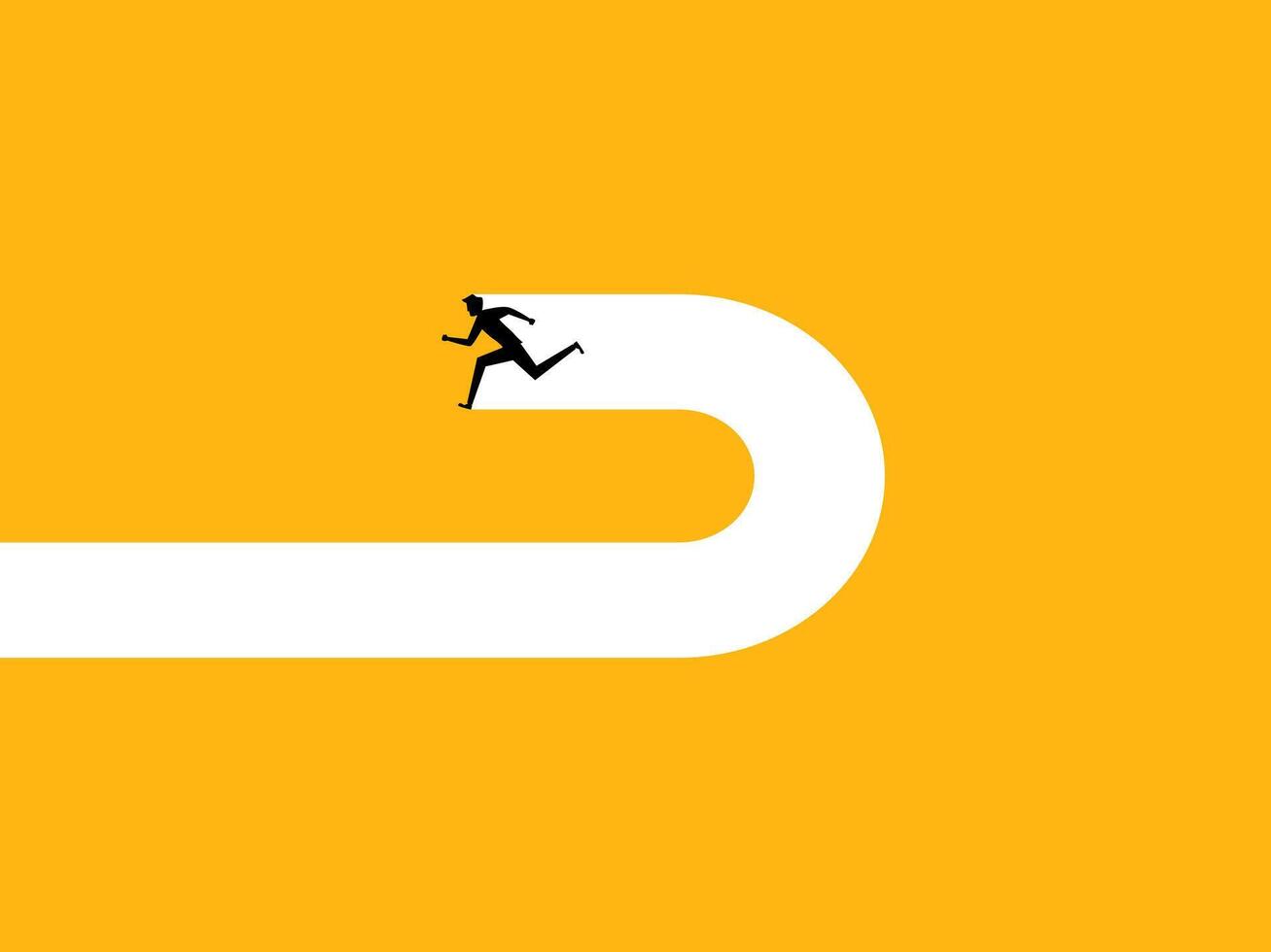 Turnaround. Businessman runs back vector