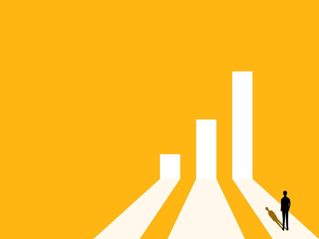 Profit Increase. Businessman Standing on Growth Graph vector