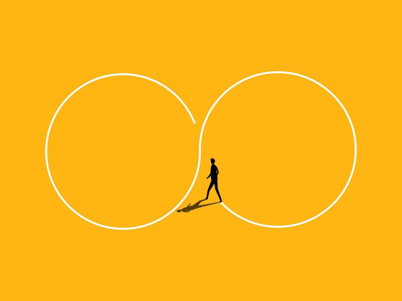 Business cycle, never ending work, iterative process, businessman living in a cycle vector