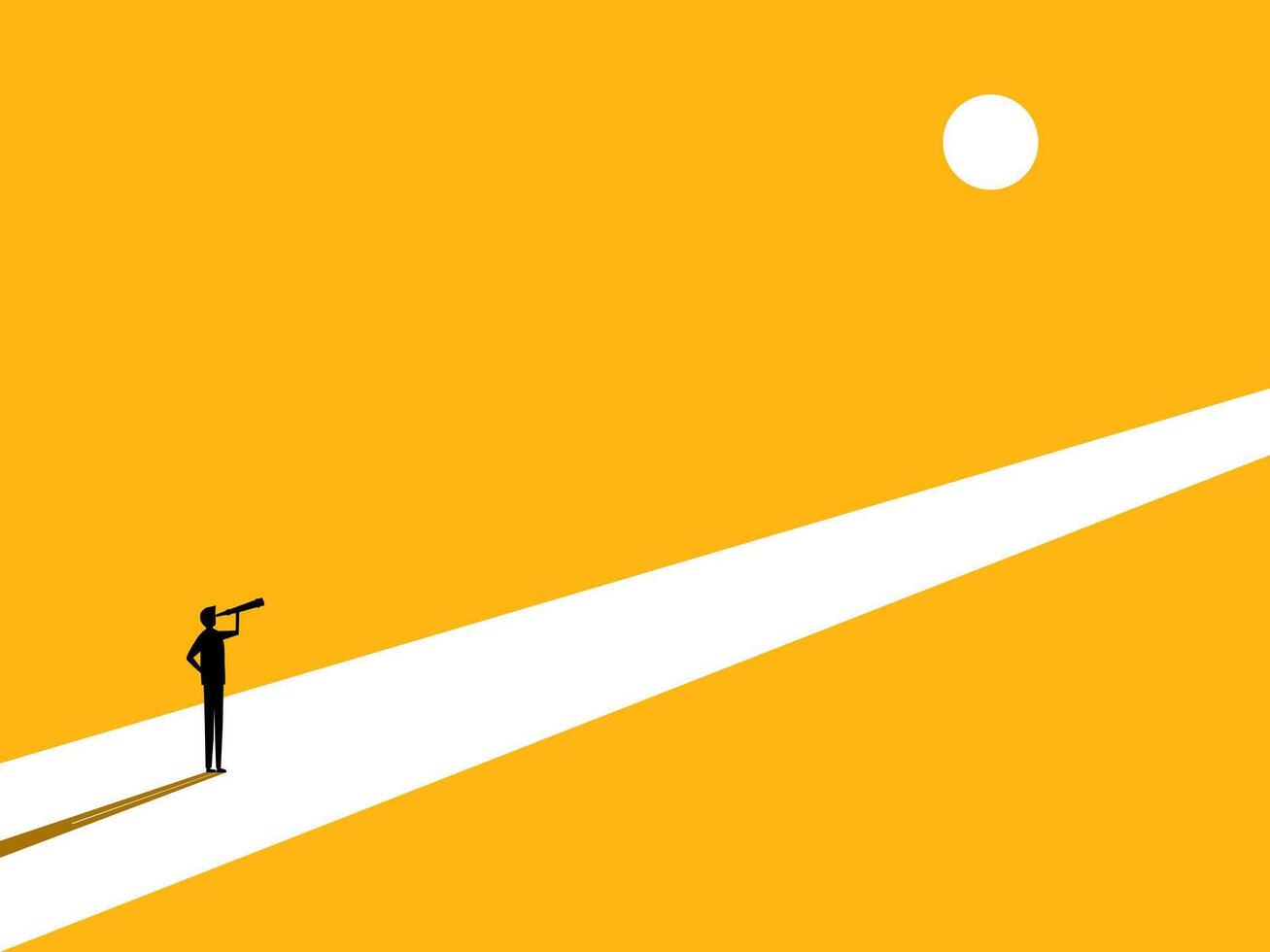 Plan personal future. Businessman looks to his own path vector