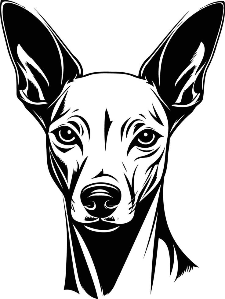 A black and white drawing of a dog's head vector