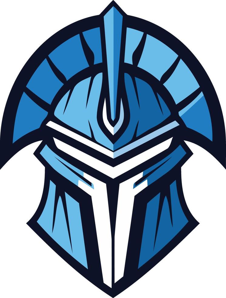 A blue spartan helmet with a shield on it vector