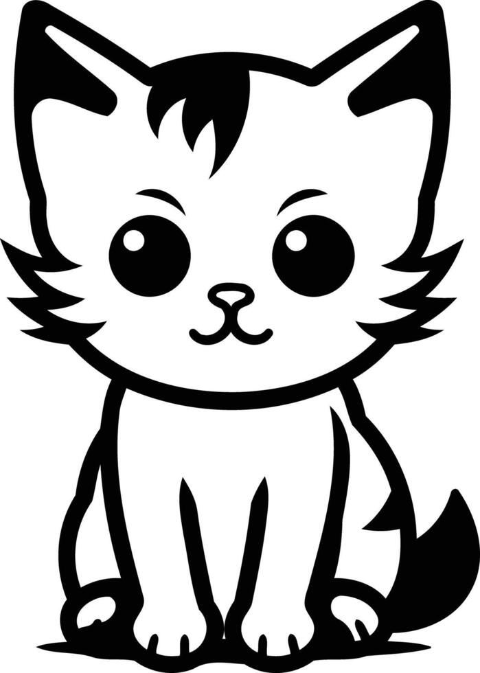 A black and white drawing of a cat vector