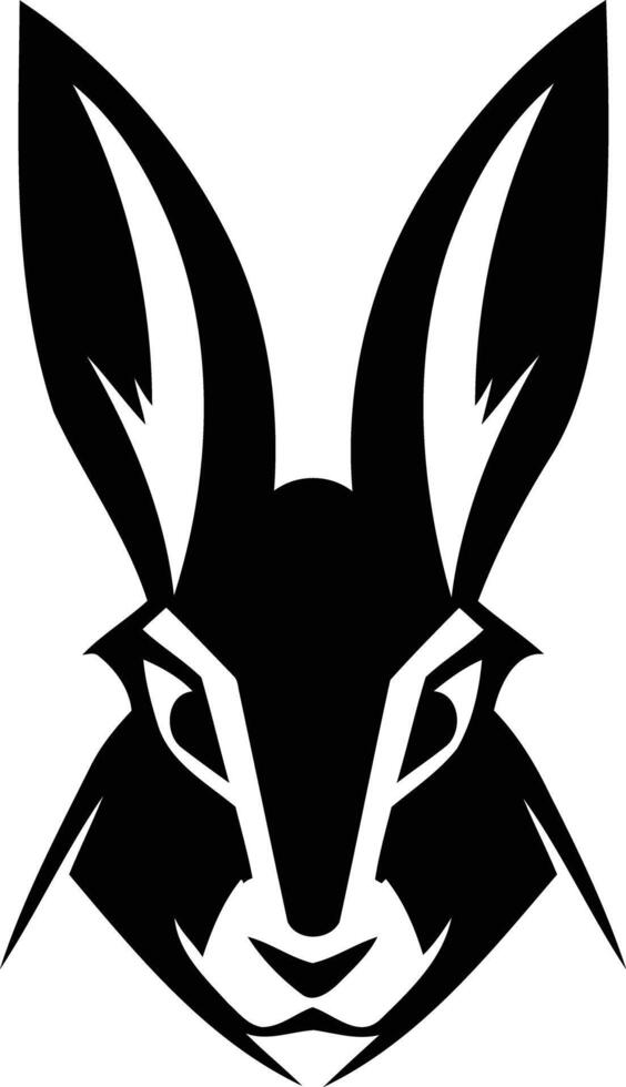 A black and white rabbit head with ears vector