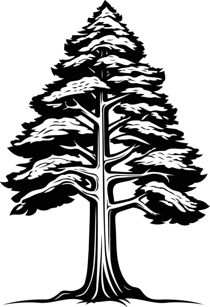 A black and white tree with a large trunk vector