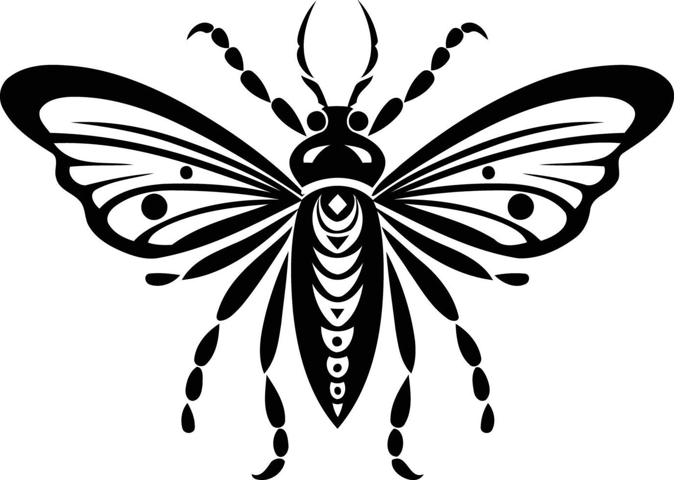 A black and white butterfly with a tribal design vector