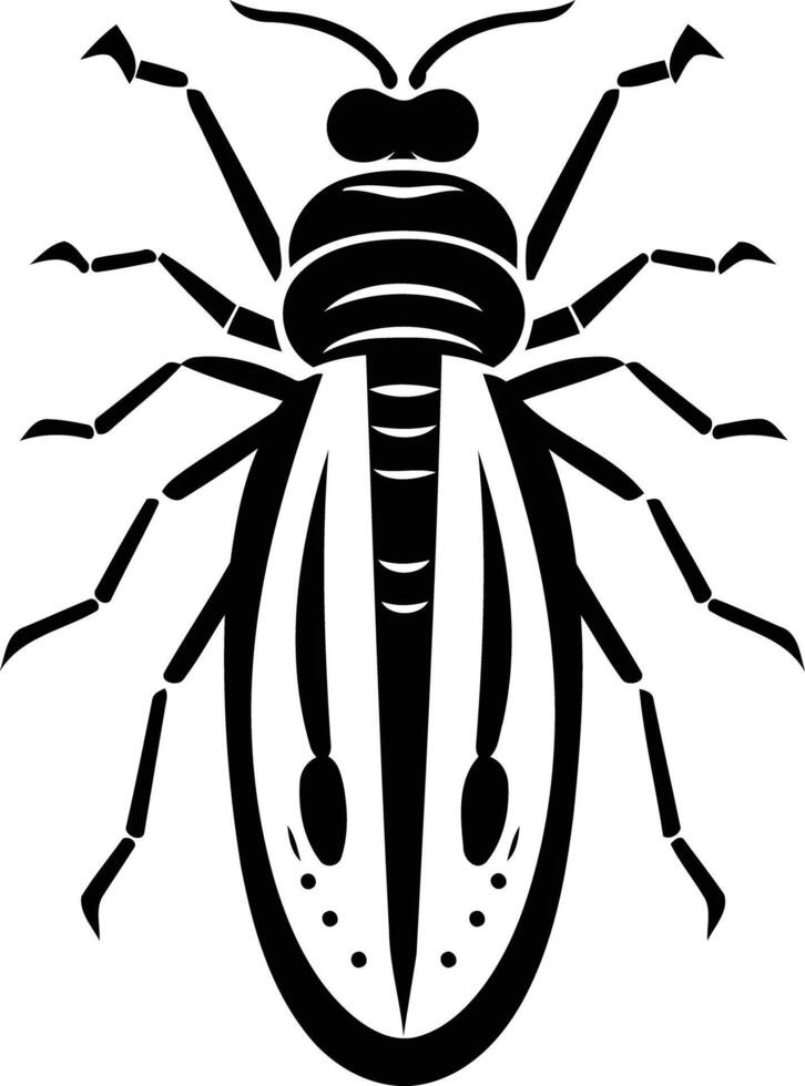 A black and white insect silhouette on a white background vector
