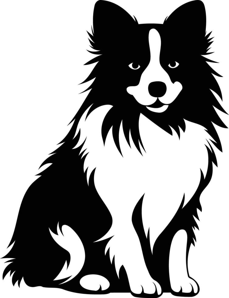 A black and white dog sitting on a white background vector