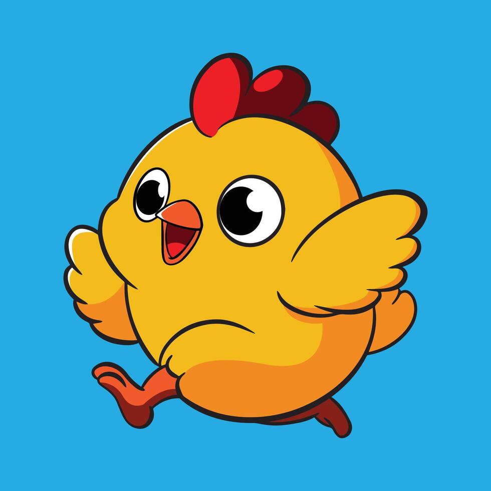 cartoon illustration of running chicken vector