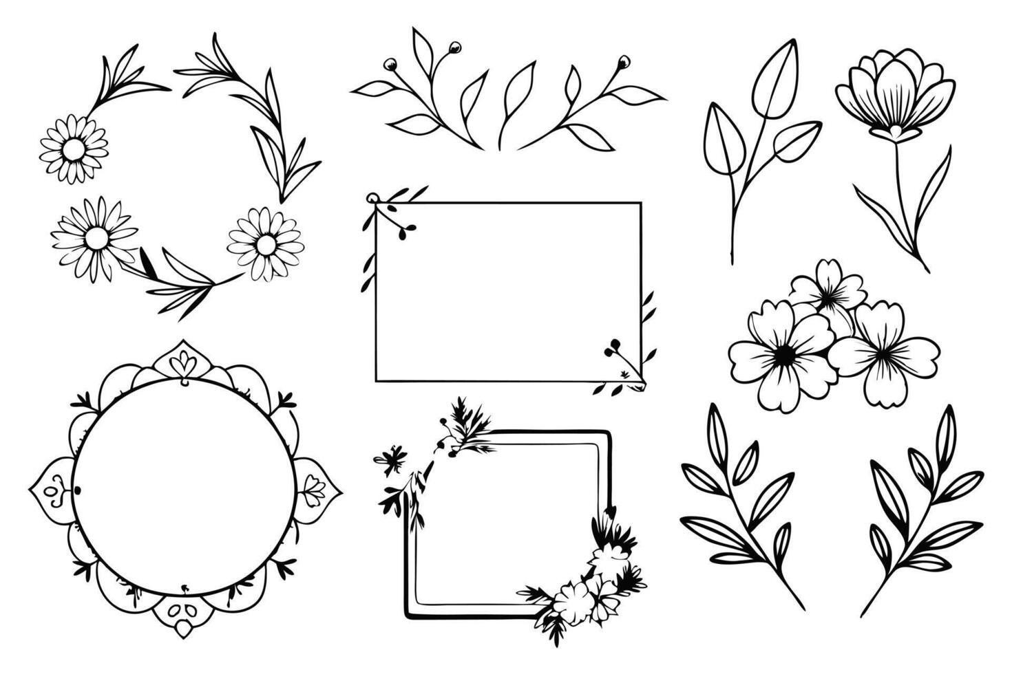 Floral frame set vector
