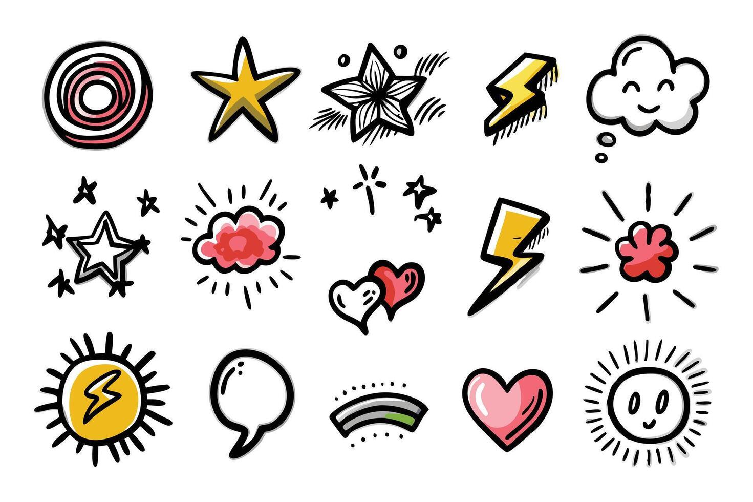 A set of different icons for a comic book vector