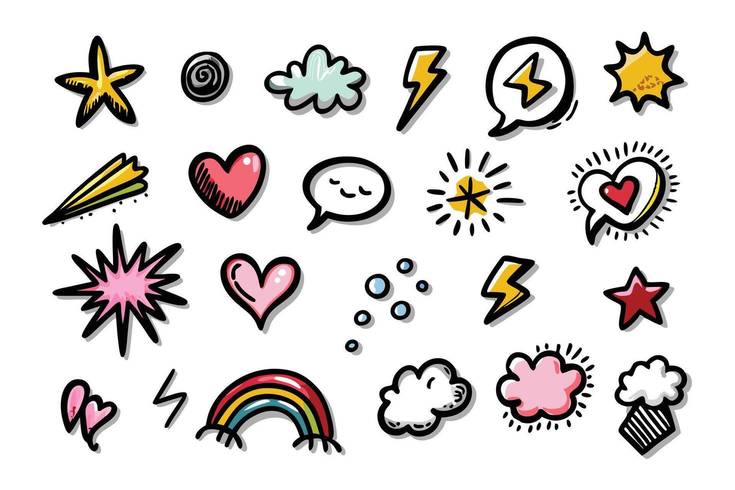 A set of comic book icons and symbols vector