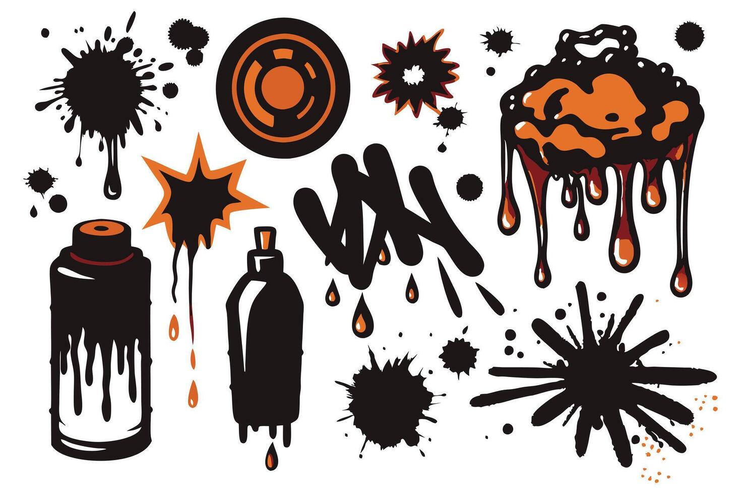 Spray paint and paint splatters on a white background vector