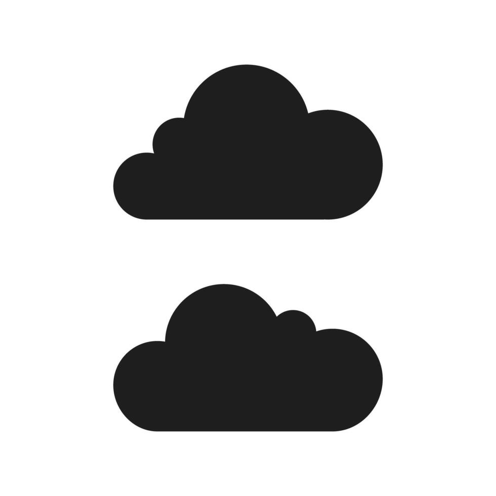 Cloud flat silhouette icons on white background illustration vector