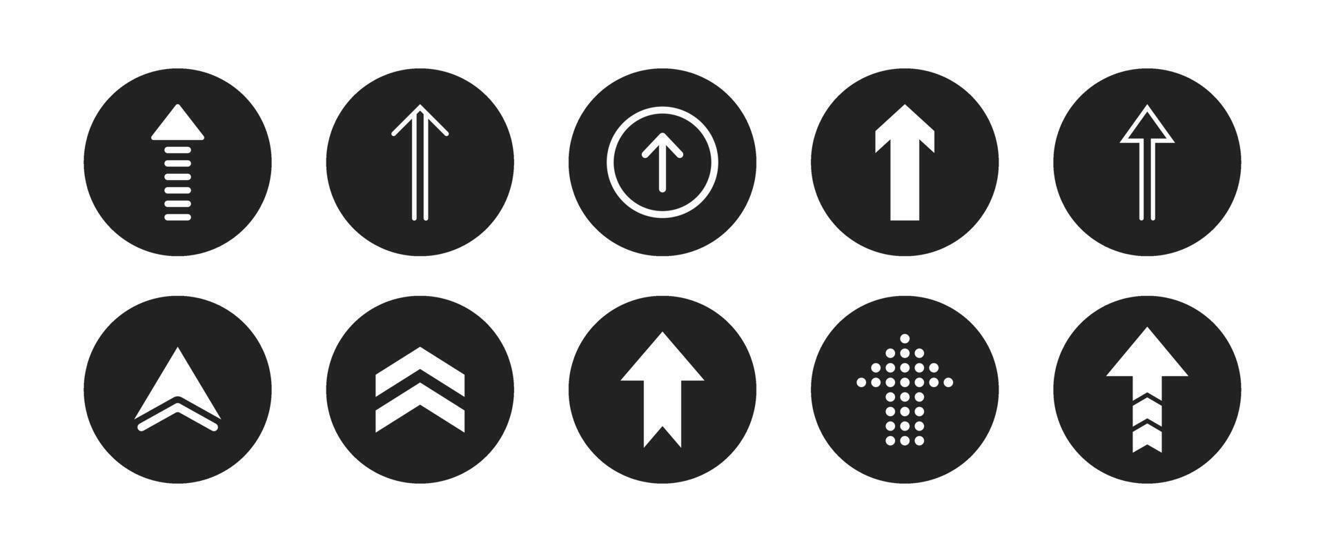 Set of round arrows button icons. Black circular arrow in up direction icon collection. Online user interface pointer sign symbols illustration vector