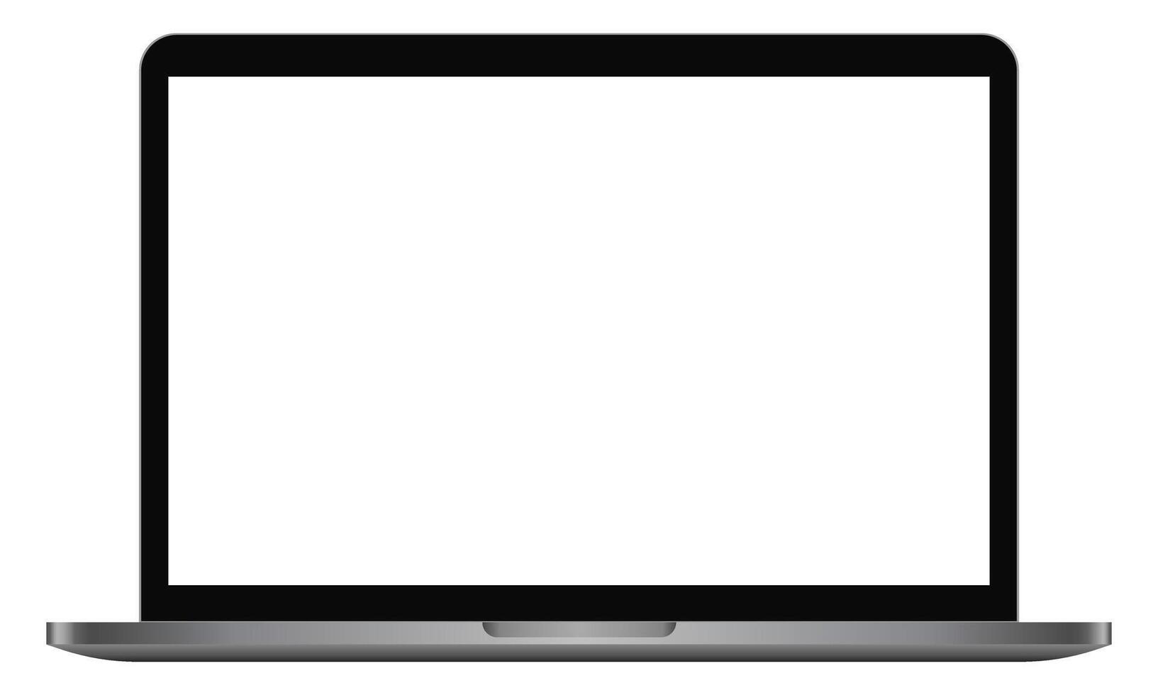 Realistic laptop device blank screen mockup template. Modern computer notebook equipment on white background. UI Presentation showcase vector