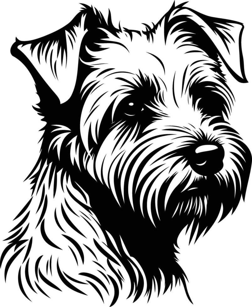 A black and white drawing of a dog's head vector