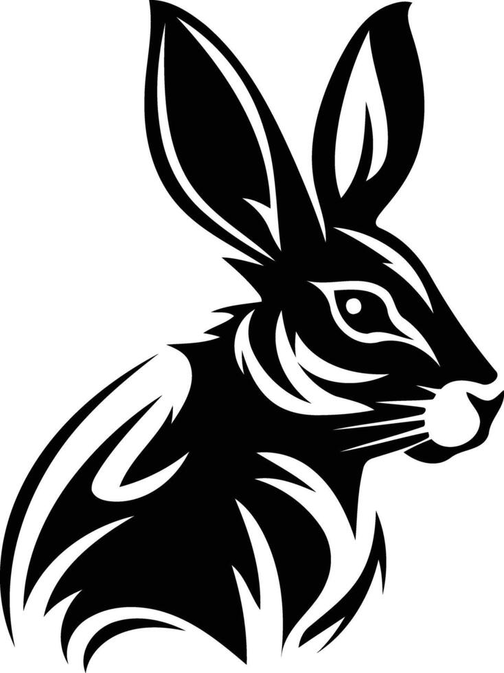 A black and white rabbit head on a white background vector