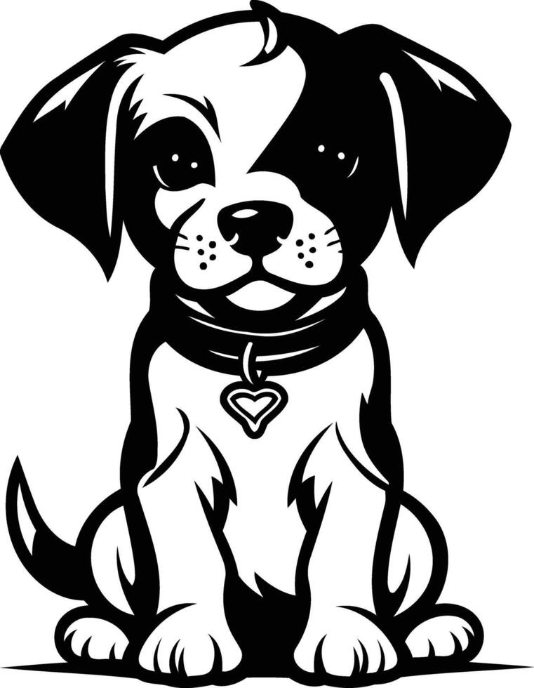Black and white puppy dog clip art vector