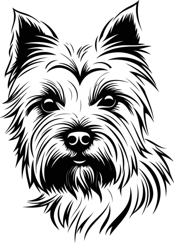 A dog head in black and white on a white background vector