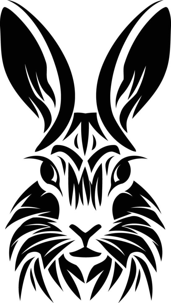 A black and white tattoo design of a rabbit vector