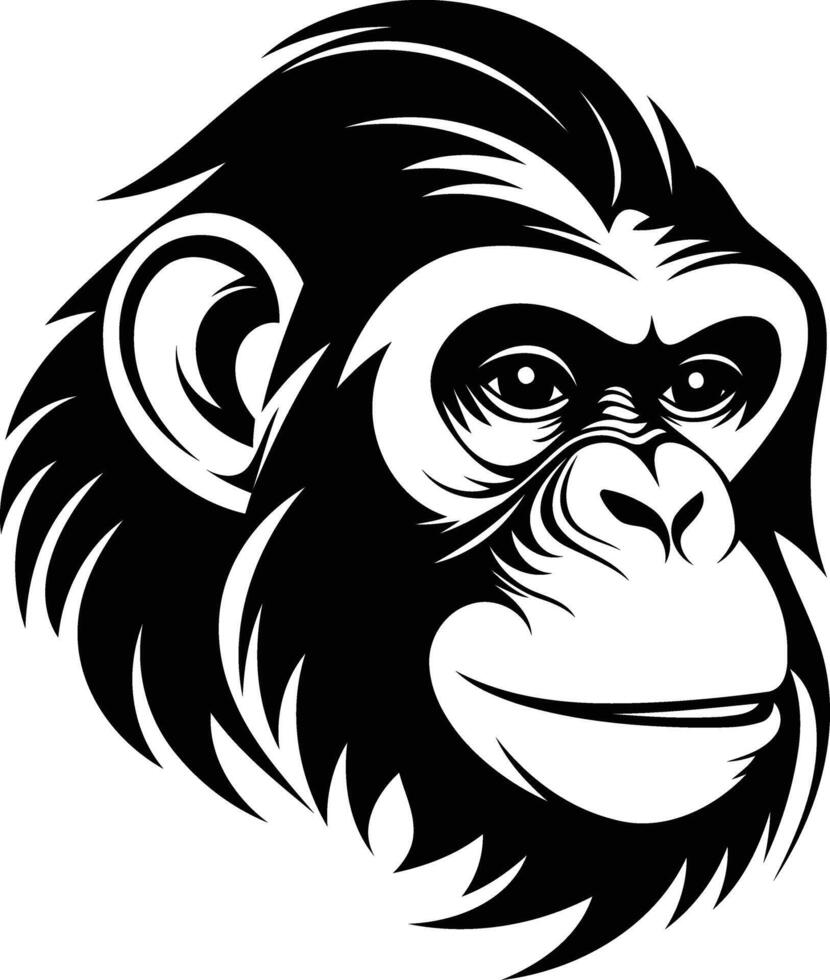 A black and white monkey head with a long beard vector