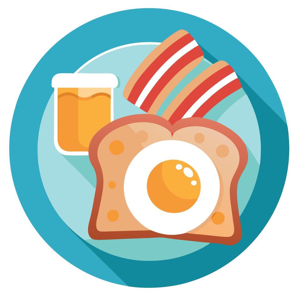 Delicious Breakfast with Crispy Bacon. Toasted Bread. and a Fried Egg vector