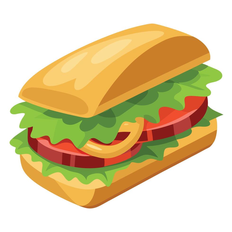 Delicious gourmet sandwich filled with meats. cheese. and fresh greens. perfect for a hearty meal or vector