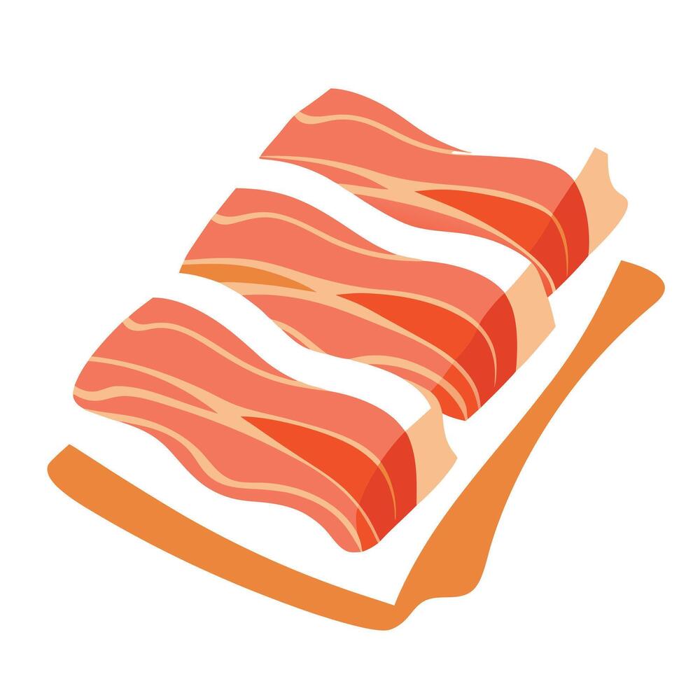 Fresh pork belly pieces on parchment paper. flat lay. vertical poster vector