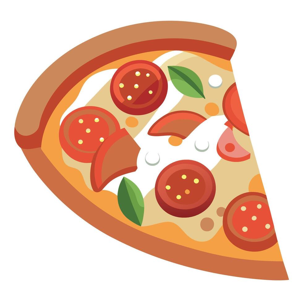 Delicious pizza with bacon. ham. mozzarella and tomato sauce - isolated vector