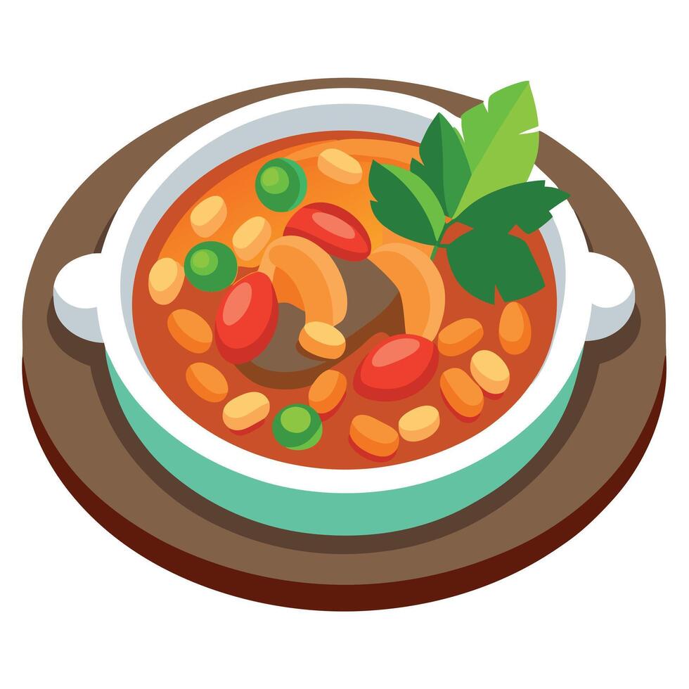 A plate of cassoulet. a rich and hearty stew made with white beans. pork. sausage. and duck or goose vector