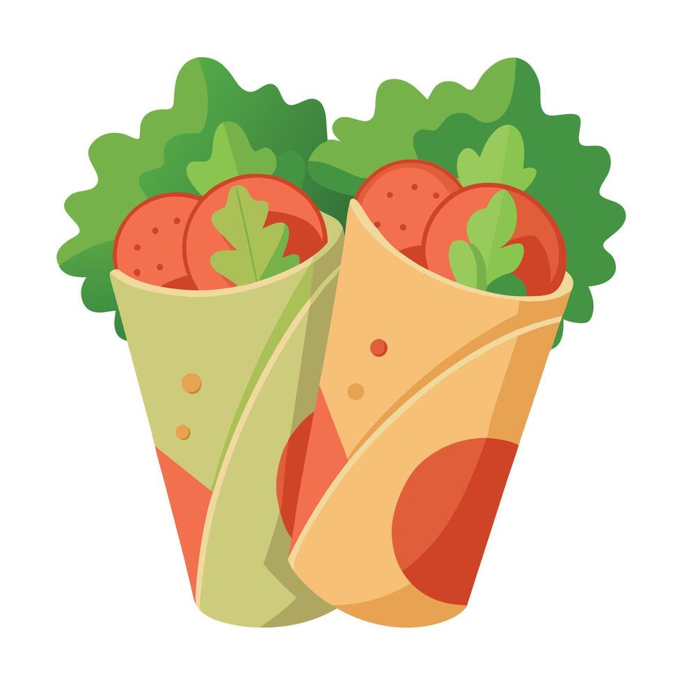 Fresh and Healthy Veggie Wraps with Avocado. Lettuce. Tomato. and Bacon vector
