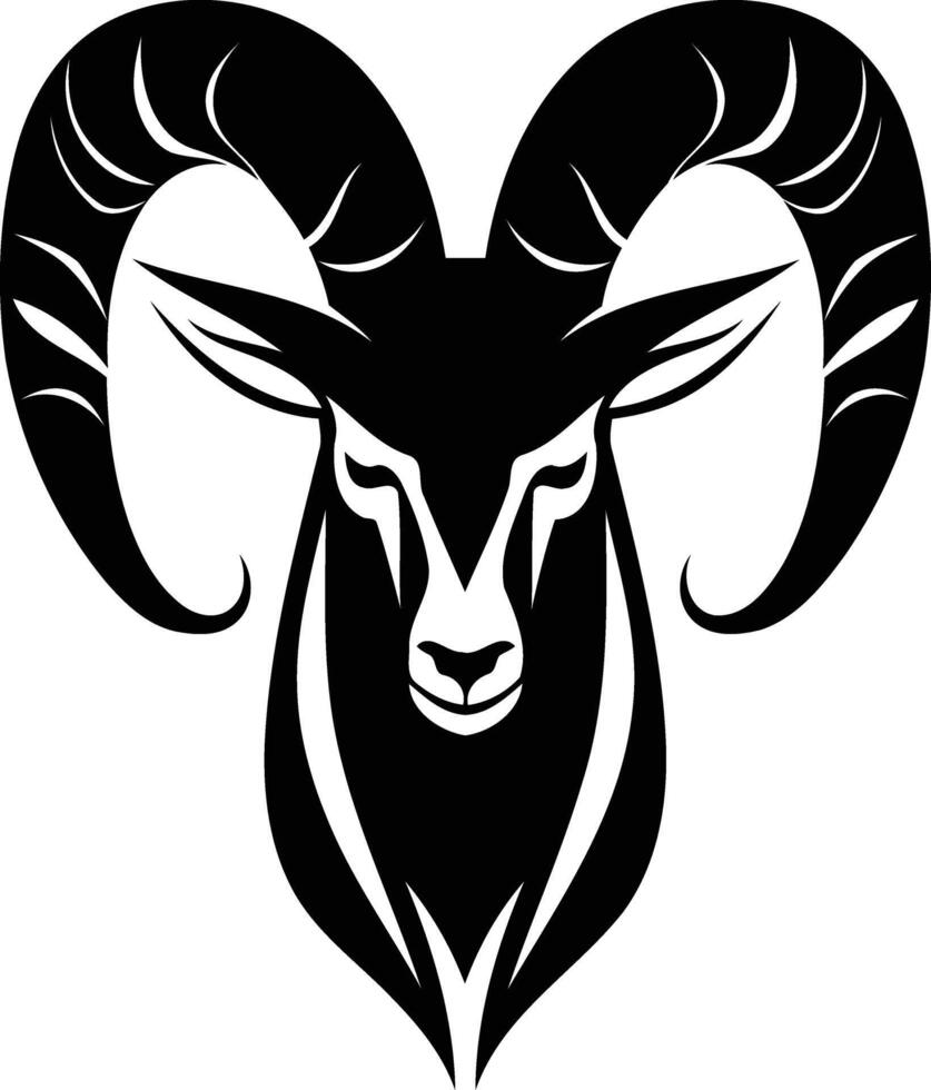 The ram head is black and white on a white background vector