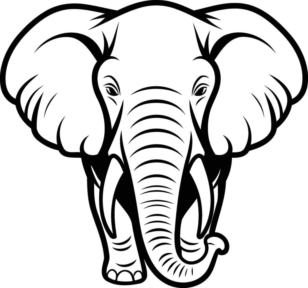 An elephant head with tusks on a white background vector