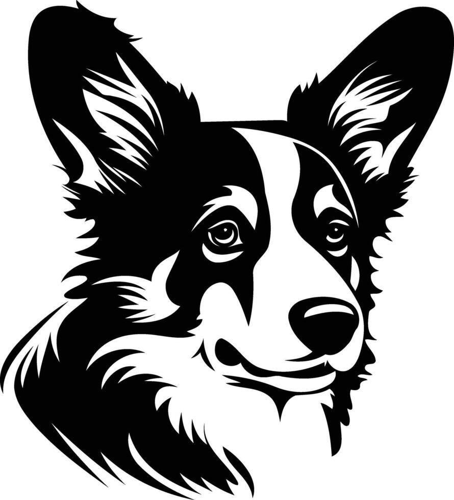A black and white dog head with a big nose vector