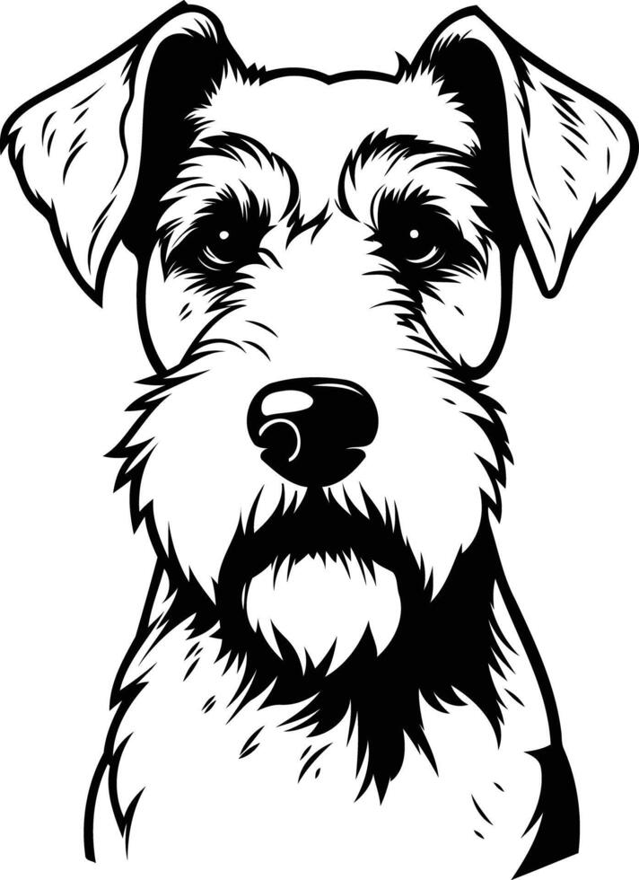 A black and white drawing of a dog's head vector