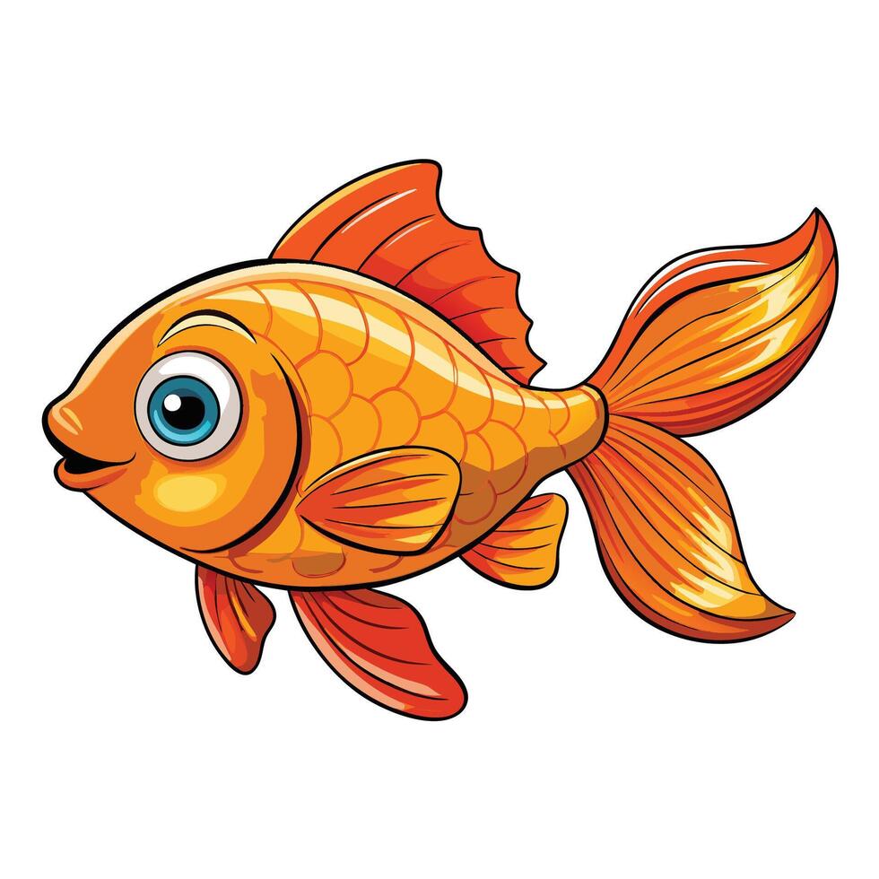 Adorable Cartoon Icon of a Goldfish Swimming Playfully vector
