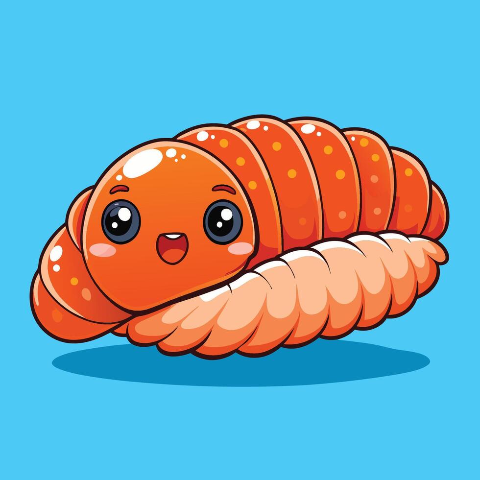 Cheerful Cartoon Illustration of a Scrumptious Ebi Furai with Big Eyes vector