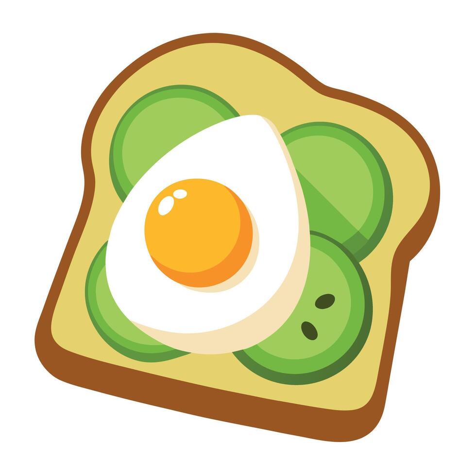 Delicious toast with avocado and fried egg for a healthy breakfast vector