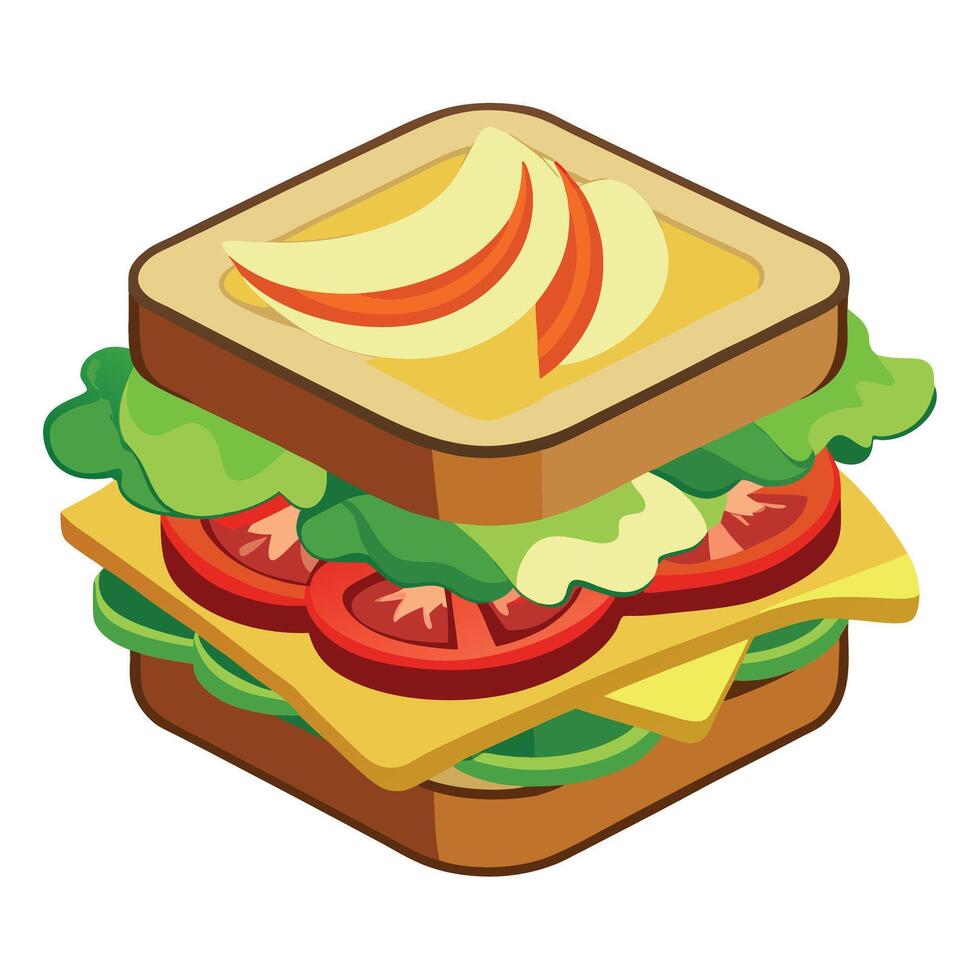Bacon Lettuce Tomato Sandwich with Avocado on Thick toasted Bread vector