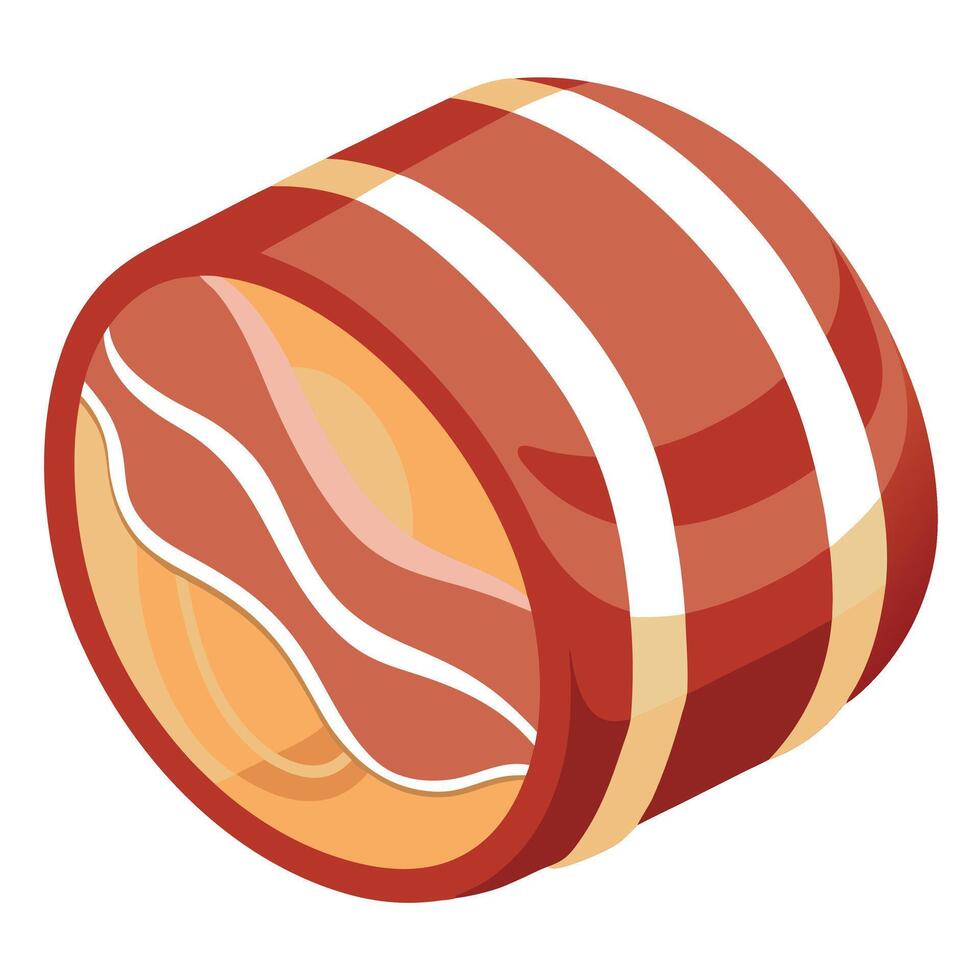 Close-up of a juicy bacon-wrapped filet mignon cooked to perfection vector